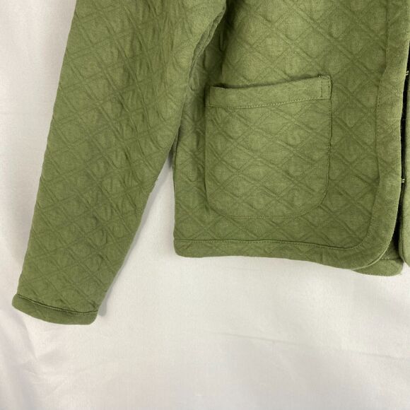 J. Crew Factory Quilted Jacket Cardigan Sweater Women M Green Grandmacore NEW - Picture 5 of 8